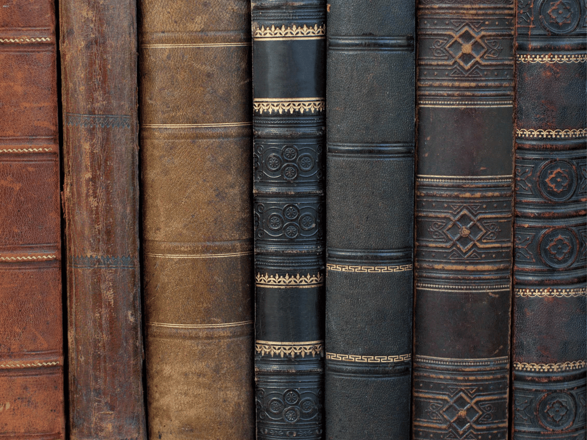 Vintage Books on a Shelf