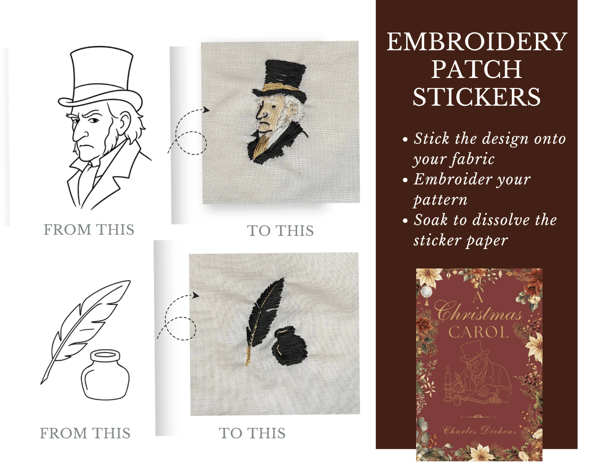 A Christmas Carol Embroidery Patch Sticker Set