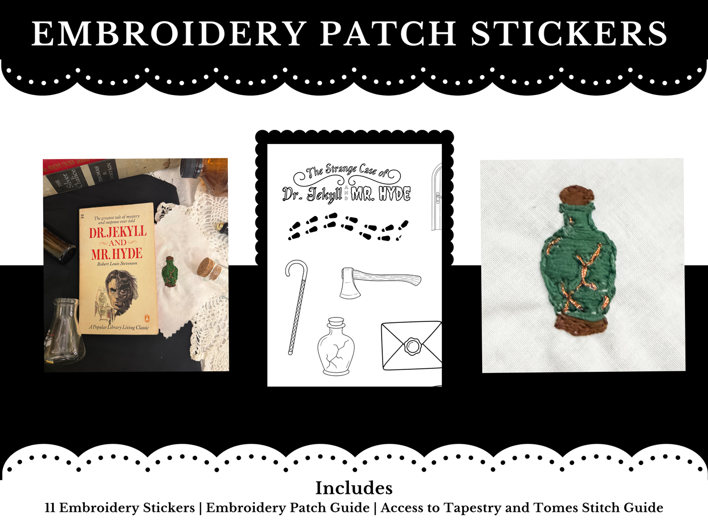 Jekyll and Hyde Embroidery Patch Stickers (PDF Version)