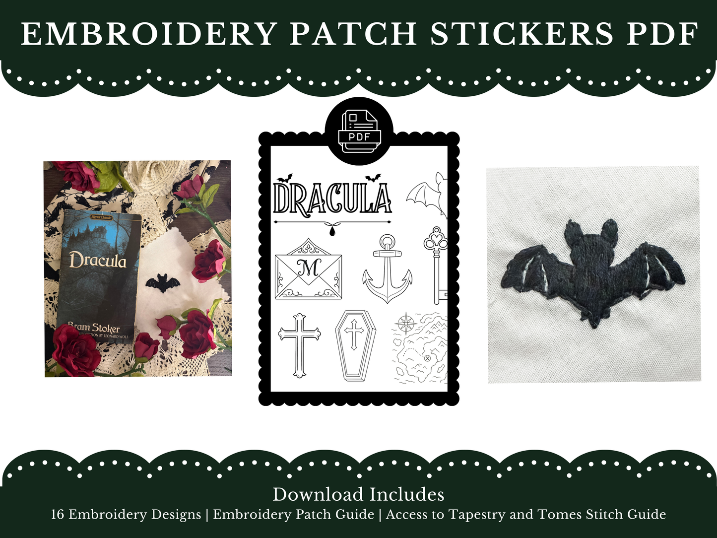 Dracula Embroidery Patch Sticker Set