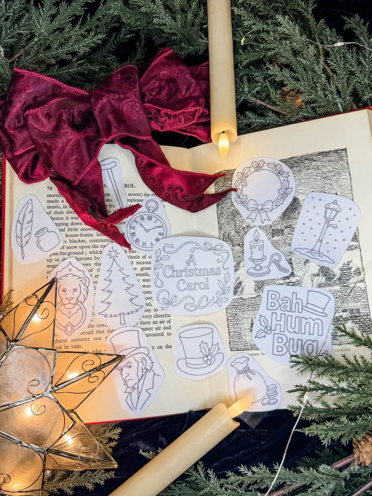 A Christmas Carol Embroidery Patch Sticker Set