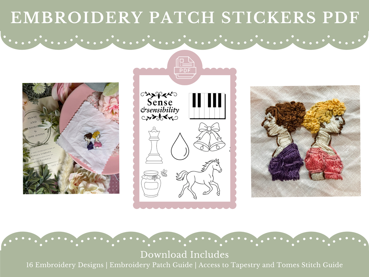 Sense and Sensibility Embroidery Patch Stickers (PDF Version)
