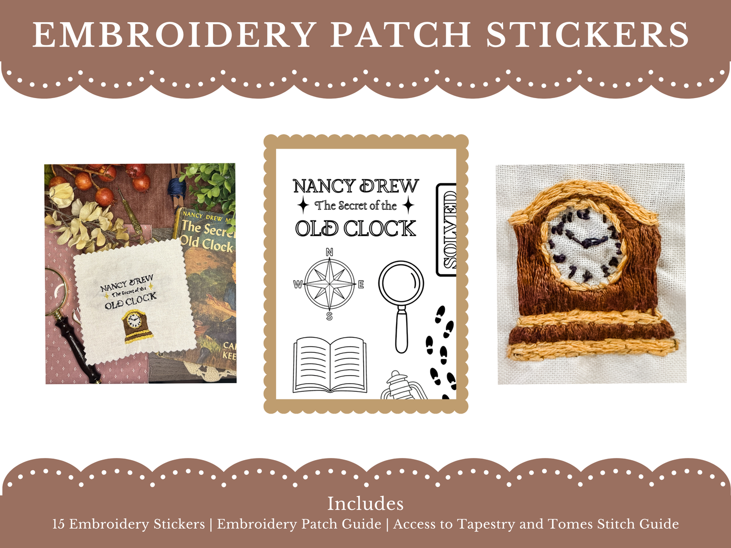 Nancy Drew: The Secret of the Old Clock Embroidery Patch Sticker Set