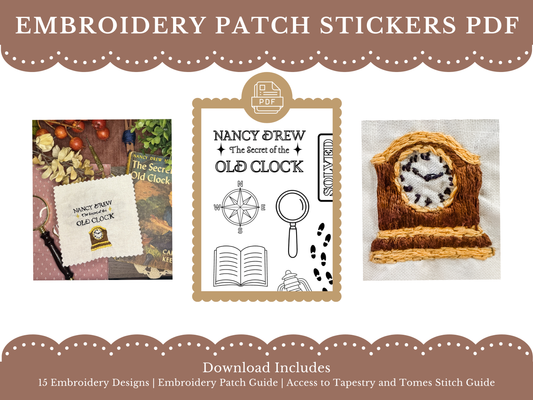 Nancy Drew: The Secret of the Old Clock Embroidery Patch Sticker Set (PDF Version)
