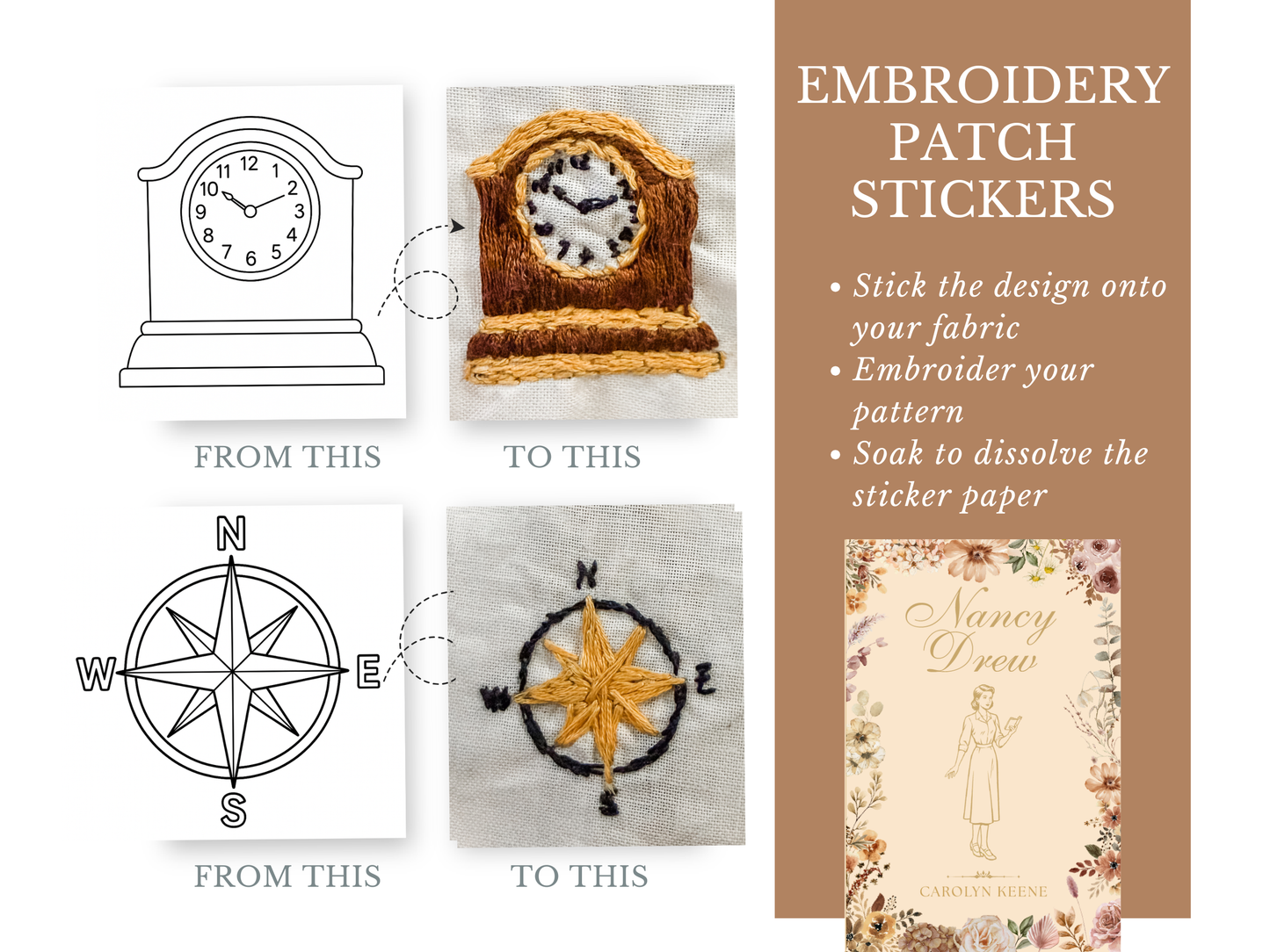 Nancy Drew: The Secret of the Old Clock Embroidery Patch Sticker Set