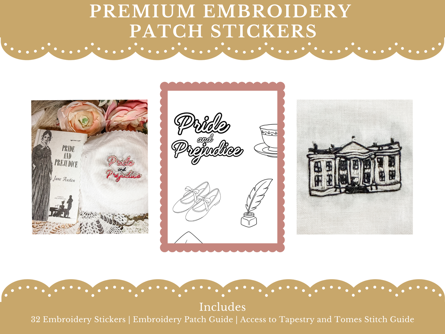 Pride and Prejudice Premium Embroidery Patch Sticker Set