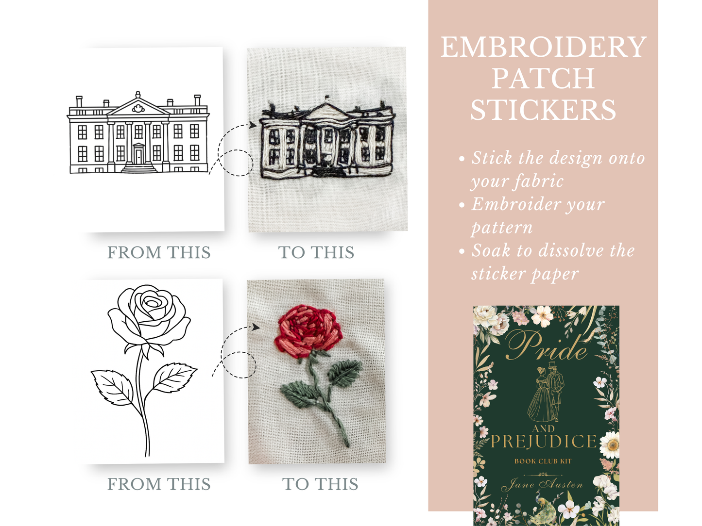Pride and Prejudice Embroidery Patch Sticker Set (PDF Version)