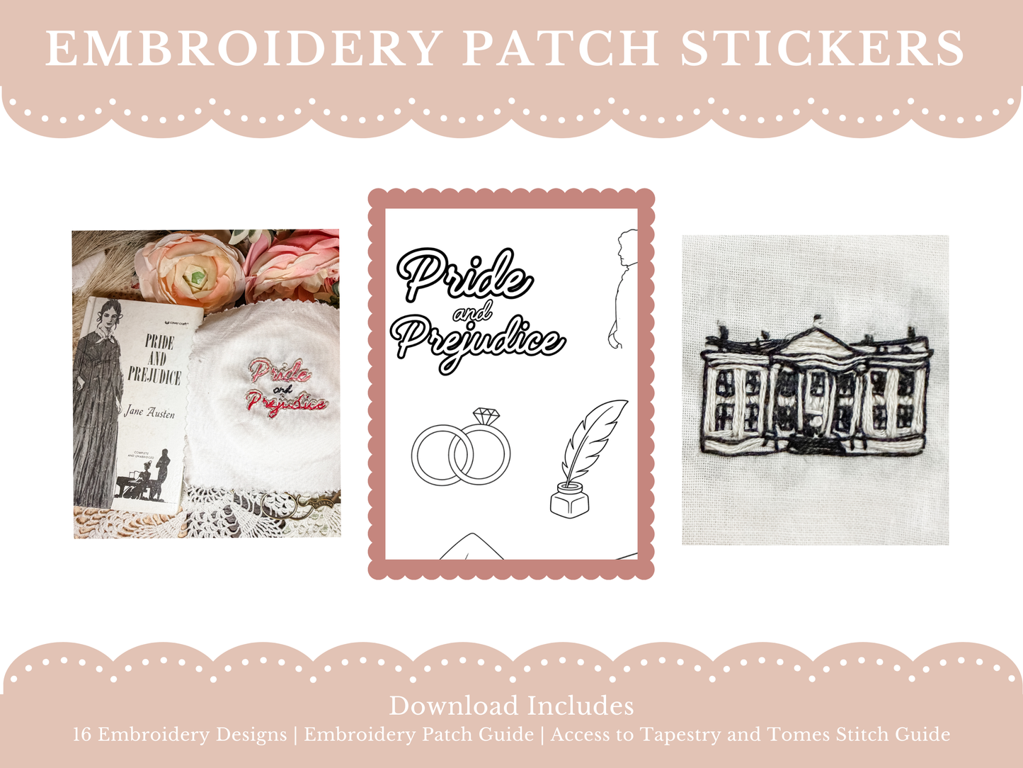 Pride and Prejudice Embroidery Patch Sticker Set